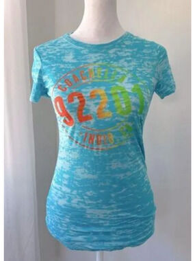Coachella 92201 tshirt Tee Size Small‎ turquoise blue baby festival bright